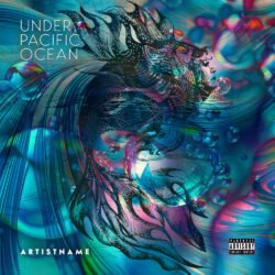 Under Pacific Ocean Psychedelic Trance Album Cover Art Design - for Ambient, Chillwave Music - style Abstract, Psychedelic Art - in Blue, Purple Color