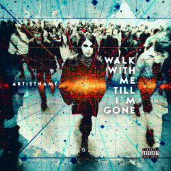 Walk With Me Till I'm Gone Electronic Rock Album Cover Art - for Alternative Rock, Dark Pop Music - Digital Painting, Double Exposure Style - in Blue, Red Color
