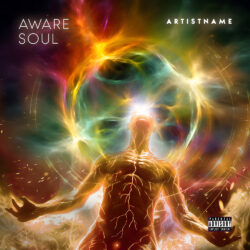 Aware Soul Spiritual Progressive Metal Psychedelic Trance Album Cover - for Ambient, Electronic Music - Digital Painting, Psychedelic Art Style - in Yellow, Orange Color