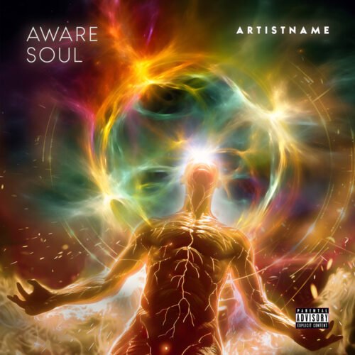 Aware Soul Spiritual Progressive Metal Psychedelic Trance Album Cover - for Ambient, Electronic Music - style Abstract, Afrofuturism - in Red, Orange Color