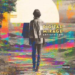 Digital Mirage Glitch Art Electronic Hip Hop Cover Artwork - for Indie Rock, Psychedelic Rock Music - Glitch Art, Acid Graphics Style - in Yellow, Pink Color