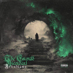 Emerald Ascendant Dark Fantasy Metal Album Cover Art - for Black Metal, Doom Metal Music - Dark Fantasy, Dark Surrealism Style - in Green, Black Color