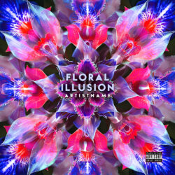 Floral Illusion Psychedelic Trance Music Cover Art - for Ambient, Art Pop Music - Abstract, Digital Art Style - in Pink, Purple Color