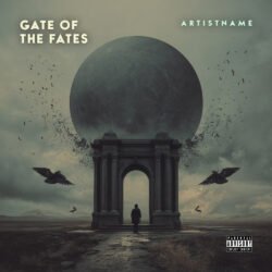 Gate of the Fates Dark Fantasy Art - for Dark Ambient, Doom Metal Music - style Dark Fantasy, Cinematic Style - in Black, Grey Color