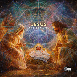 Jesus Sacred Geometry Visionary Christian Art - for Ambient, Art Pop Music - 3D Render, Conceptual Art Style - in Yellow, Orange Color