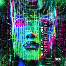Metagirl Cyberpunk Cover Art - for Dark Synth, Electro Music - style Cyberpunk, Glitch Art - in Green, Blue Color