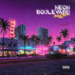 Neon Boulevard Synthwave Electronic Cover Art - for Synth-Pop, Chillwave Music - Retrowave, Synthwave Style Style - in Purple, Pink Color