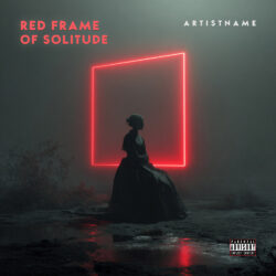 Red Frame of Solitude Dark Ambient Electronic Art - for Ambient, Dark Pop Music - 3D Render, Cinematic Style Style - in Red, Black Color