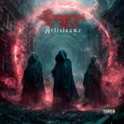Summoning The Void Dark Fantasy Metal Album Cover Art - for Black Metal, Death Metal Music - Digital Art, Digital Painting Style - in Red, Grey Color