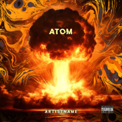 Atom Nuclear Explosion Album Cover Art - for Alternative Metal, Death Metal Music - Abstract, Cinematic Style Style - in Orange, Yellow Color