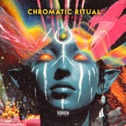 Chromatic Ritual Psychedelic Dubstep Trap Cover Art Design - for Psychedelic Rock, Experimental Music - Chromatic Art, Psychedelic Art Style - in Blue, Pink Color