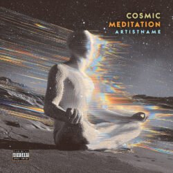 Cosmic Meditation Synthwave Glitch Art Cover - for Ambient, Dark Ambient Music - style Abstract, Conceptual Art - in Black, Grey Color