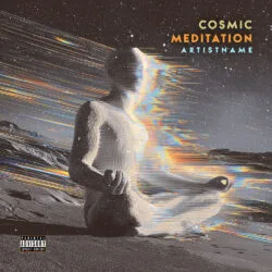 Cosmic Meditation Synthwave Glitch Art Cover