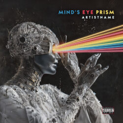 Progressive Rock Sci Fi Surrealism Cover Art - for Dark Synth, Electronic Music - 3D Render, Cyberpunk Style - in Black, Grey Color