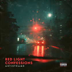 Red Light Confessions Cinematic Hip Hop Trap Album Cover Art Design - for Alternative Rock, Dark Pop Music - Cinematic Style, Digital Art Style - in Red, Black Color