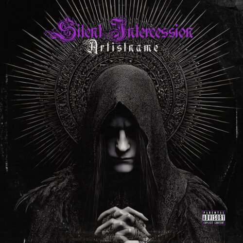 Silent Intercession Dark Black Metal Album Cover Art - for Black Metal, Dark Ambient Music - style Dark Fantasy, Gothic Art - in Black, Grey Color