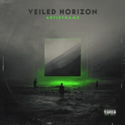 Veiled Horizon Dark Ambient Electronic Music Album Cover Art - for Ambient, Dark Ambient Music - Conceptual Art, Dark Surrealism Style - in Green, Black Color