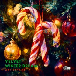 Velvet Winter Dream Christmas Pop Album Cover Art - for Ambient, Dream Pop Music - style Oil Painting, Impressionism - in Red, Green Color