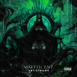 Maleficent Dark Fantasy Gothic Metal Album Cover Art - for Black Metal, Dark Ambient Music - 3D Render, Cinematic Style Style - in Black, Green Color