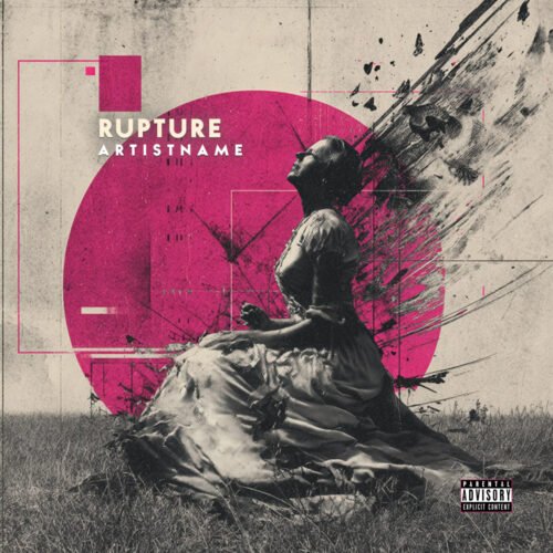 Rupture Alternative Rock Album Cover Art Design - for Alternative Rock, Darkwave Music - style Collage, Conceptual Art - in Pink, Black Color