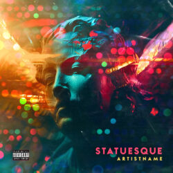 Statuesque Vaporwave Electronic Album Cover Art - for Ambient Pop, Art Pop Music - Abstract, Chromatic Art Style - in Blue, Pink Color