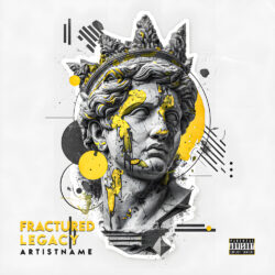 Fractured Legacy Abstract Street Art Album Cover - for Alternative Hip-Hop, Alternative Rock Music - 3D Render, Abstract Style - in Grey, Yellow Color