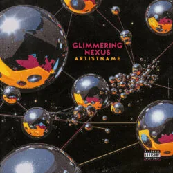 Glimmering Nexus Retro Synthwave Space Album Cover Art