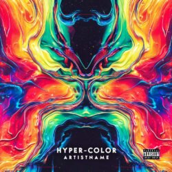 Hyper-Color Psychedelic Abstract EDM Album Cover Art - for Ambient, Electronic Music - style Abstract, Chromatic Art - in Red, Orange Color