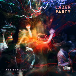 Lazer Party EDM Album Cover Art - for EDM, Electro House Music - Digital Art, Psychedelic Art Style - in Red, Blue Color