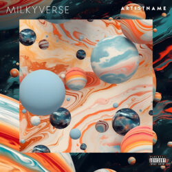 Milkyverse Abstract Space Psychedelic Album Cover Art - for Electronic, Ambient Music - 3D Render, Abstract Style - in Orange, Blue Color