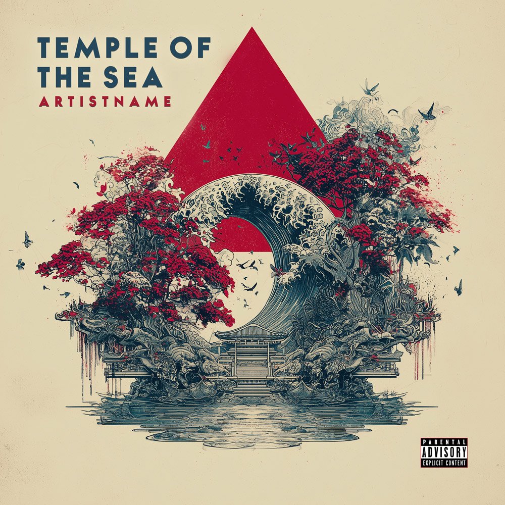 Temple Of The Sea Surreal Japanese Wave Album Cover Art Temple Of The Sea Surreal Japanese Wave Album Cover Art