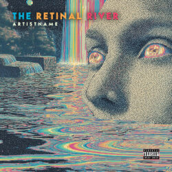 Retinal River Psychedelic Surrealism Album Cover Art - for Psychedelic Rock, Indie Rock Music - Dot Art, Psychedelic Art Style - in Blue, Pink Color