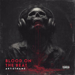 Blood on the Beat Horror Phonk and Dark Metal Album Cover Art - for Deathcore, Metalcore Music - Dark Fantasy, Digital Painting Style - in Black, Grey Color
