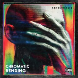 Chromatic Rending Glitch Portrait Cover Art for Dark Music - for Industrial, Dark Electro Music - style Glitch Art, Conceptual Art - in Red, Blue Color