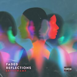 Faded Reflections Abstract Psychedelic Synthwave Cover Art - for Indie Pop, Dream Pop Music - style Double Exposure, Glitch Art - in Red, Blue Color