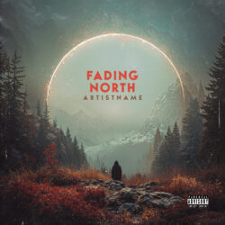 Fading North Surreal Cinematic Landscape Album Cover Art - for Post-Rock, Dark Ambient Music - Cinematic Style, Digital Painting Style - in Red, Green Color