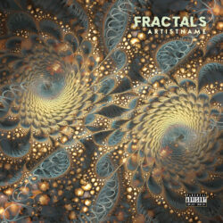 Fractals Abstract Psychedelic Electronic Music Album Cover Art - for Electronic, Ambient Music - Abstract, Digital Art Style - in Yellow, Grey Color