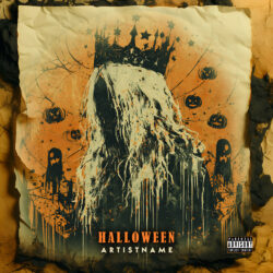 Haunted Royalty Dark Horror Halloween Album Cover Art - for Dark Ambient, Dark Synth Music - Dark Fantasy, Gothic Art Style - in Orange, Black Color
