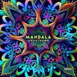 Mandala Psychedelic Abstract Trance Album Cover Art - for Psytrance, Ambient Music - style Psychedelic Art, Sacred Geometry - in Blue, Purple Color