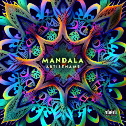 Mandala Psychedelic Abstract Trance Album Cover Art - for Psytrance, Psychedelic Rock Music - 3D Render, Abstract Style - in Yellow, Green Color