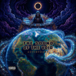 The Sound of the Void Ethereal Cosmic Techno Album Cover Art - for Electronic, Techno Music - Digital Art, Sci-Fi Style Style - in Blue, Purple Color