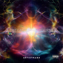 Spiritual Journey Psychedelic Electronic Album Cover Art - for Ambient, New Age Music - Digital Painting, Sacred Geometry Style - in Blue, Purple Color