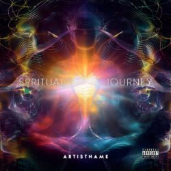 Spiritual Journey Psychedelic Electronic Album Cover Art - for Ambient, Chillout Music - style Abstract, Cinematic Style - in Blue, Purple Color