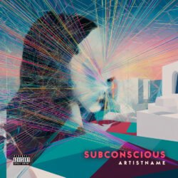 Subconscious Abstract Glitch Art Album Cover - for Ambient, Electronic Music - style Abstract, Conceptual Art - in Blue, Pink Color
