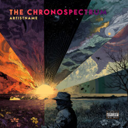 The Chronospectrum Psychedelic Time Spectrum Album Cover Art - for Progressive Rock, Psychedelic Rock Music - Illustrated, Surrealist Style - in Orange, Yellow Color