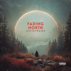 Fading North Surreal Cinematic Landscape Album Cover Art - for Ambient, Dark Folk Music - style Cinematic Style, Dark Fantasy - in Green, Blue Color