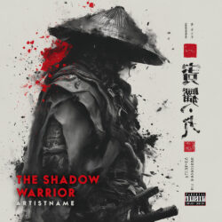 Shadow Warrior Phonk Metal Cover Art - for Metal, Heavy Metal Music - Digital Painting, Ink Wash Style - in Black, White Color