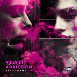 Velvet Addiction Synthwave Ethereal Pop Cover Art - for Dark Pop, Synth-Pop Music - style Collage, Double Exposure - in Pink, Black Color
