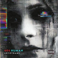 404 Human Glitch Art Dark Industrial Techno Album Cover Art - for Industrial, Dark Synth Music - style Glitch Art, Cyberpunk - in Black, Grey Color