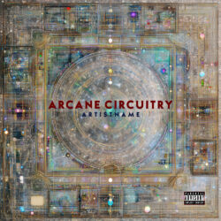 Arcane Circuitry Cybernetic Glitch Hop Album Cover Art - for IDM, Electronic Music - Blueprint, Sci-Fi Style Style - in Grey, Blue